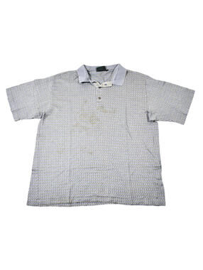 Vintage Bobby Jones 90s Pattern Gray Print Golf Course Polo Size X-Large